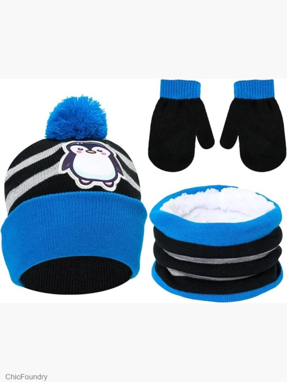 Dinosaur Kids Winter Hat Scarf Gloves Set 3 Pieces Toddler